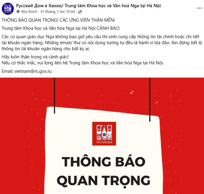 Cảnh báo lừa đảo du học nga