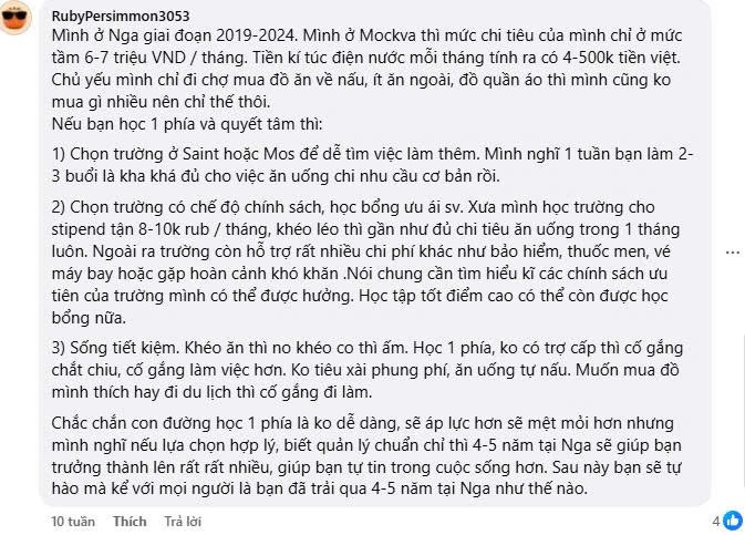 Ước tính chi phí du học Nga diện 1 phía