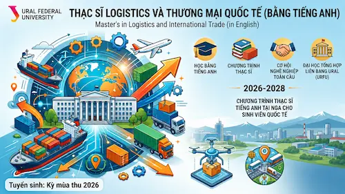 Du học Nga bằng tiếng Anh: Thạc sĩ Logistics và Thương mại Quốc tế tại Đại học Tổng hợp Liên bang Ural 2026 - Du học Nga