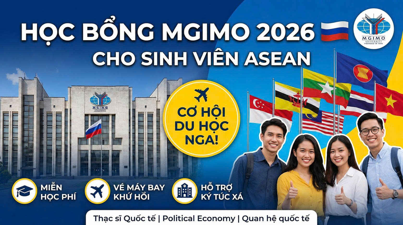 Học bổng MGIMO 2026 cho sinh viên ASEAN: Cơ hội du học Nga tại trường Ngoại giao hàng đầu - Du học Nga