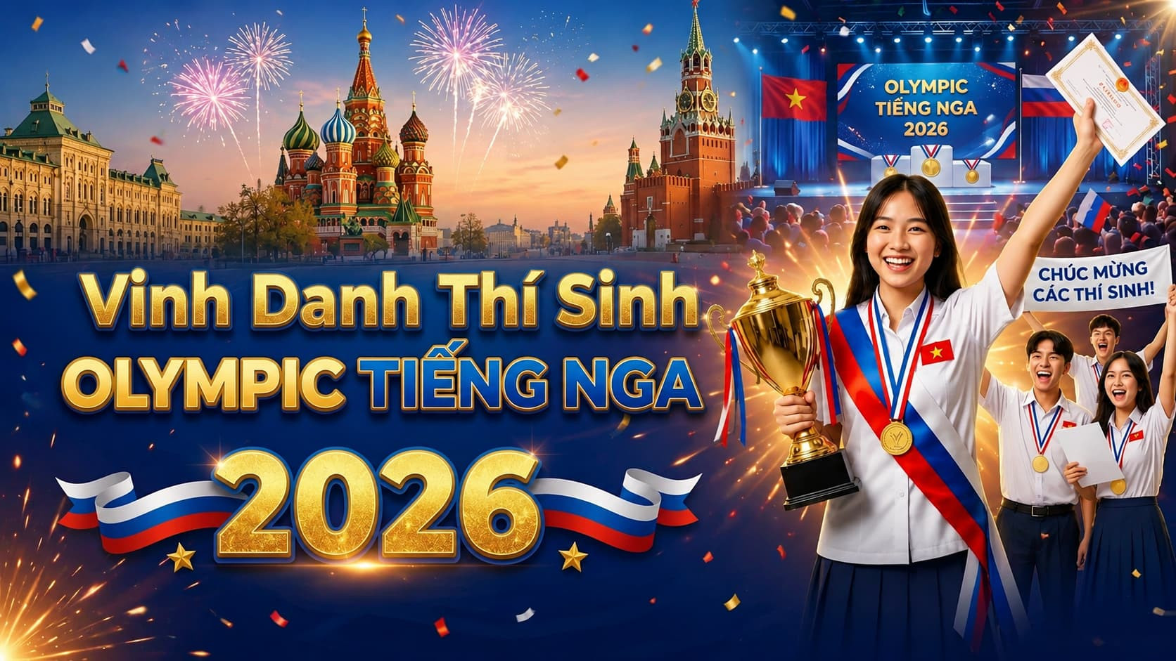 Olympic tiếng Nga 2026: Nhiều học sinh, sinh viên xuất sắc giành cơ hội nhận học bổng du học Nga - Du học Nga