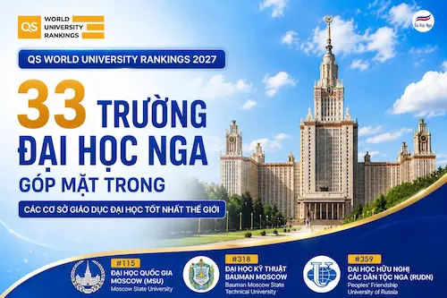 Top 33 trường đại học Nga trong bảng xếp hạng QS World University Rankings 2027 - Du học Nga