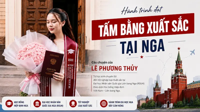 HÀNH TRÌNH DU HỌC NGA ĐẦY BẢN LĨNH CỦA NỮ SINH NGHỆ AN: TỪ HỌC SINH CHUYÊN SỬ ĐẾN TẤM BẰNG XUẤT SẮC TẠI ĐẠI HỌC NHÂN VĂN QUỐC GIA NGA - Du học Nga
