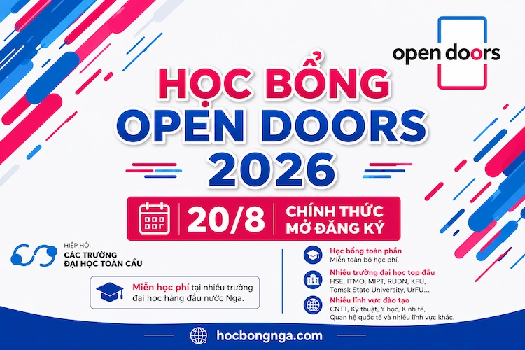 Open Doors 2026 sắp mở cổng đăng ký: Cơ hội nhận học bổng toàn phần tại các trường đại học hàng đầu nước Nga - Du học Nga