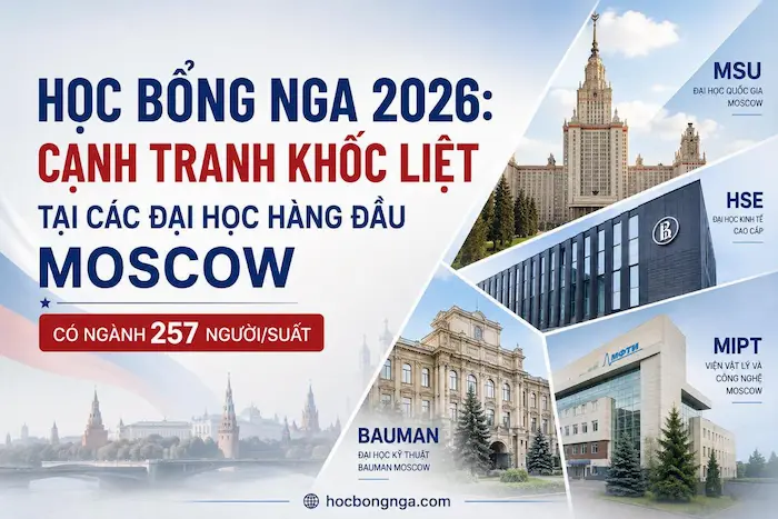 Học bổng Chính phủ Nga 2026: Cạnh tranh khốc liệt tại các đại học hàng đầu Moskva, có ngành 257 người/suất - Du học Nga